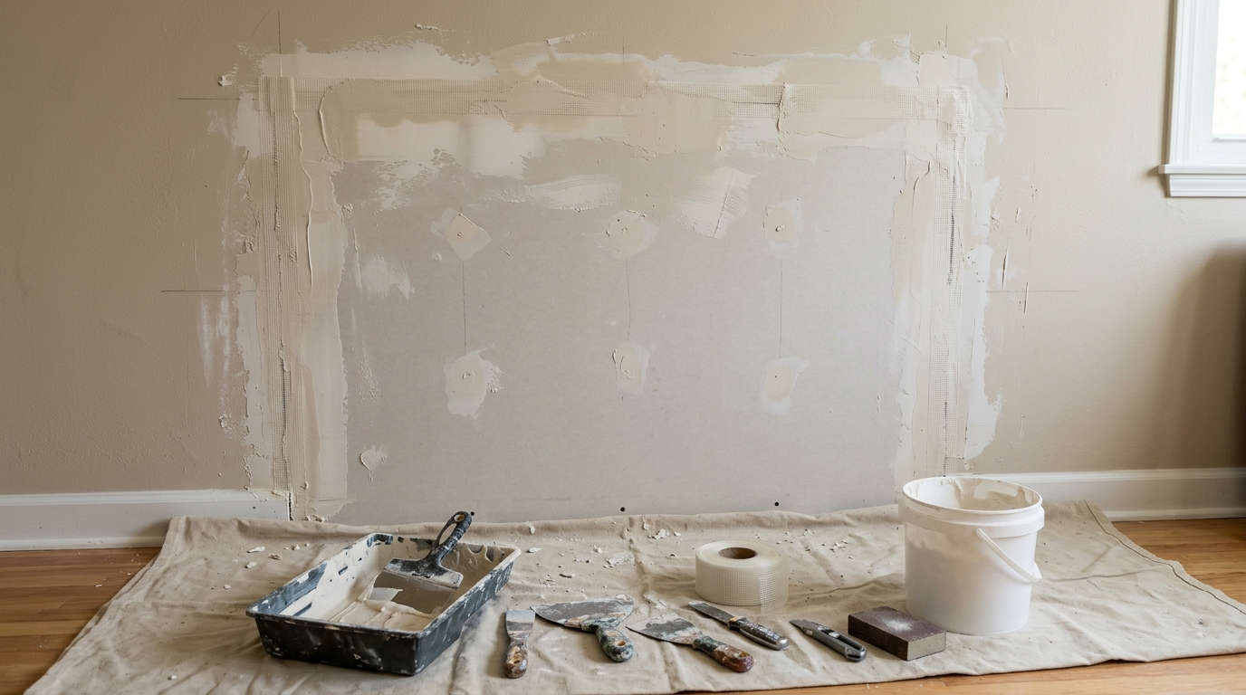how to patch a large drywall hole
